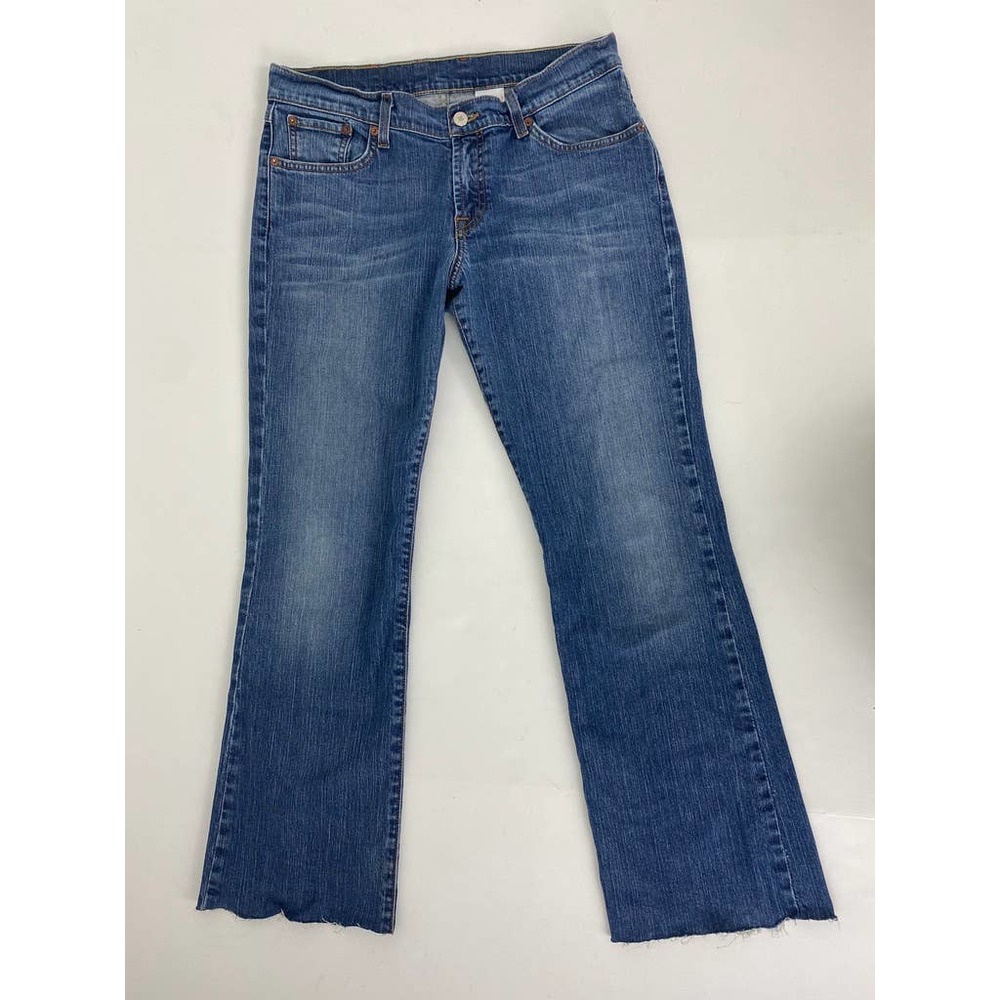 Lucky Brand Jeans Mid Rise Flare Raw Hem Blue Denim - Size 10 / 30